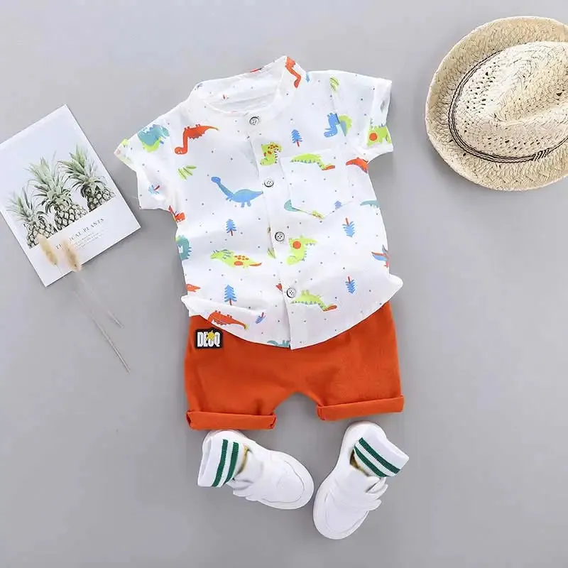 Infants & Toddlers Stand-up Collar Short Sleeve 2 Piece Set