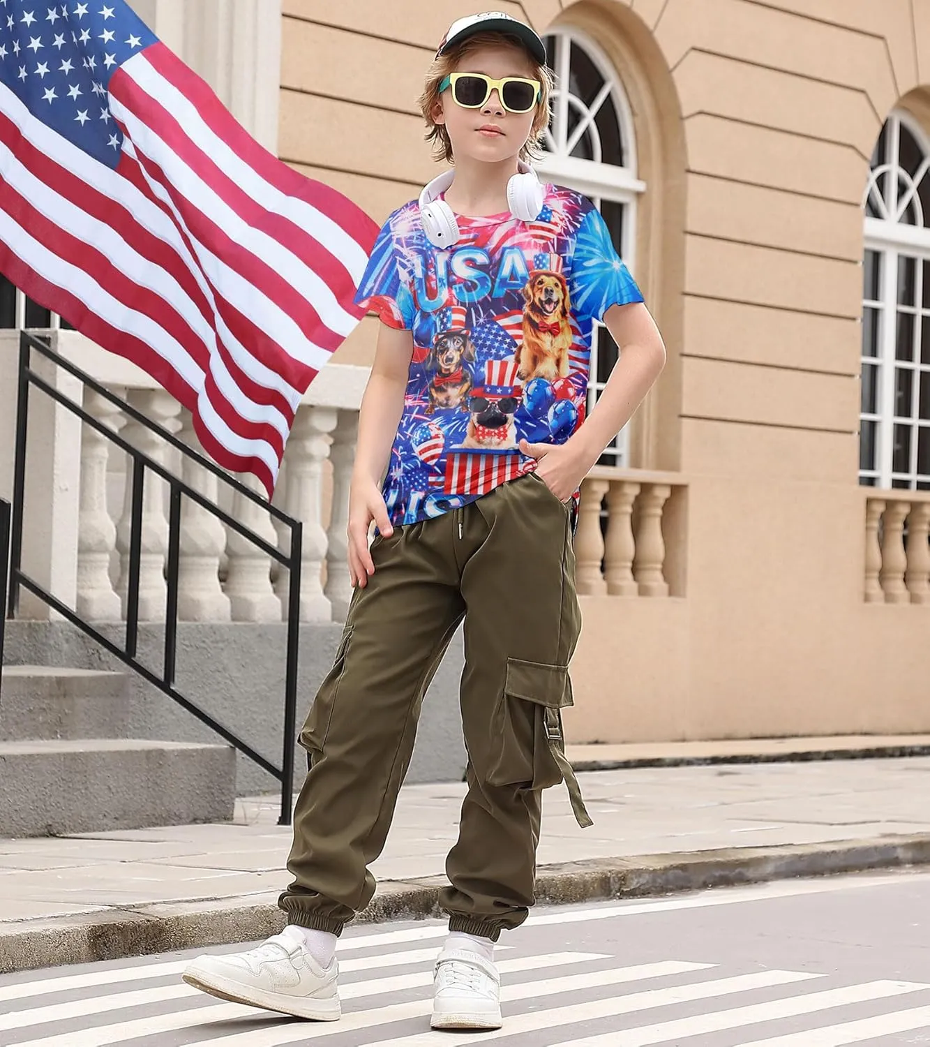 Kids Funny Graphic Polyester Colorful T Shirt for Boys Girls Size 4-14