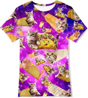 Kids Funny Graphic Polyester Colorful T Shirt for Boys Girls Size 4-14