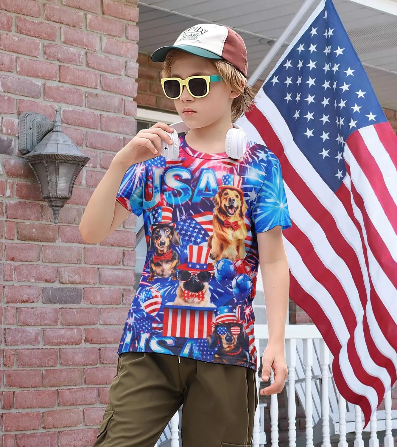 Kids Funny Graphic Polyester Colorful T Shirt for Boys Girls Size 4-14