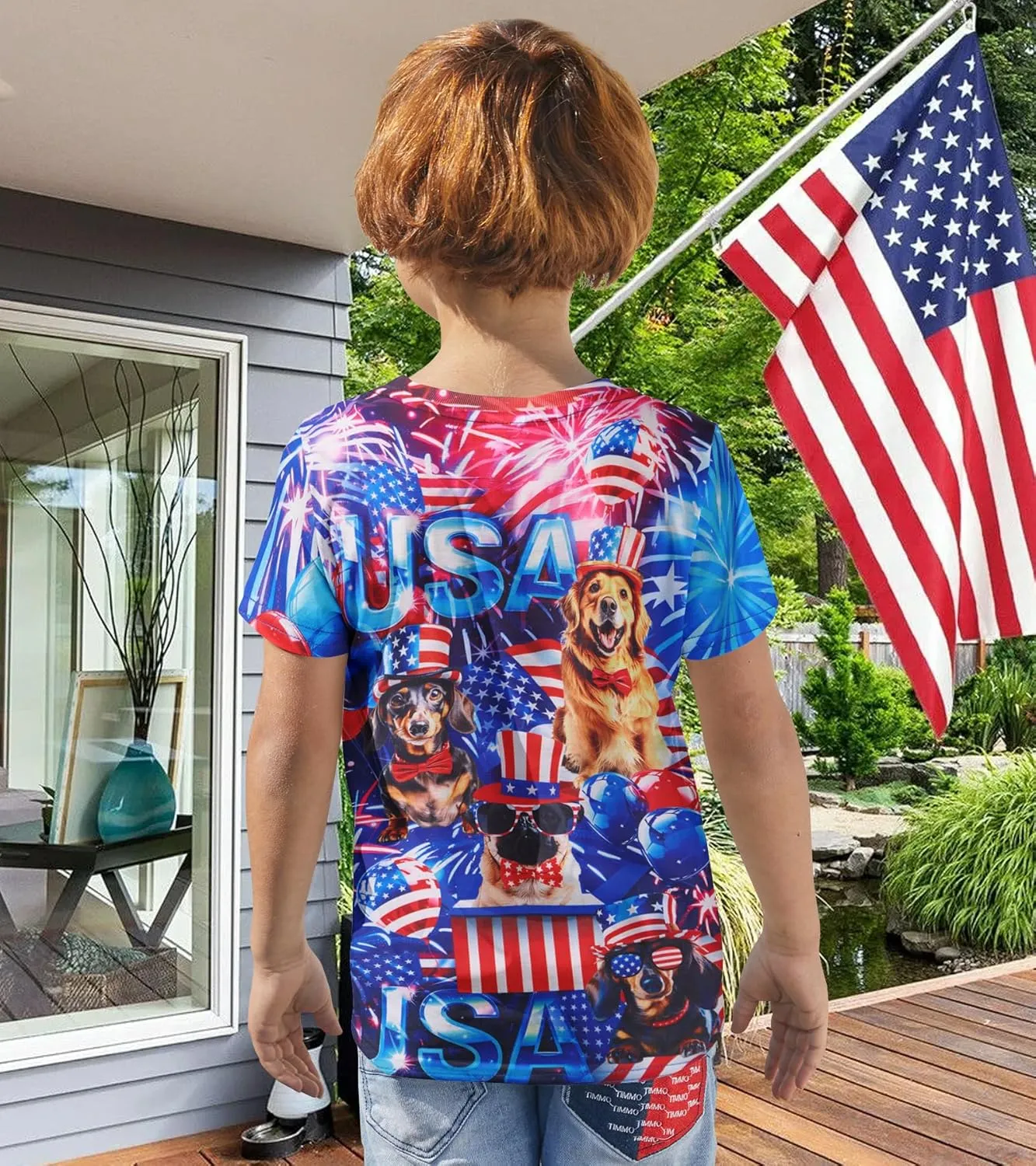 Kids Funny Graphic Polyester Colorful T Shirt for Boys Girls Size 4-14