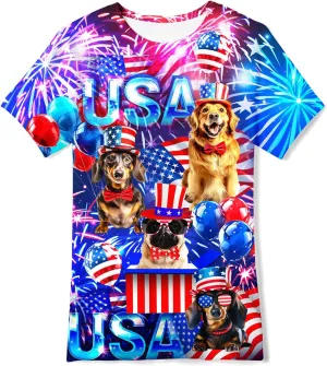 Kids Funny Graphic Polyester Colorful T Shirt for Boys Girls Size 4-14