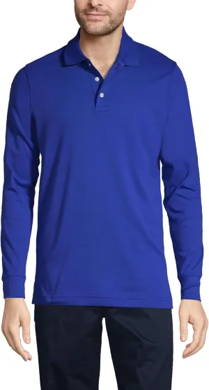 Lands' End School Uniform Men's Long Sleeve Interlock Polo Shirt