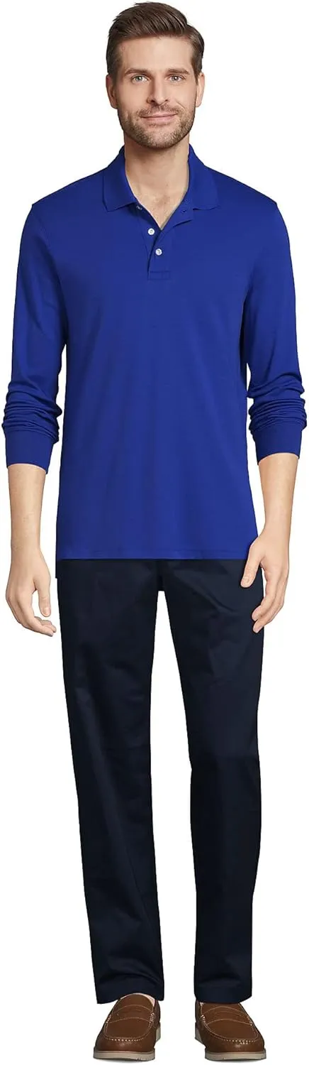 Lands' End School Uniform Men's Long Sleeve Interlock Polo Shirt