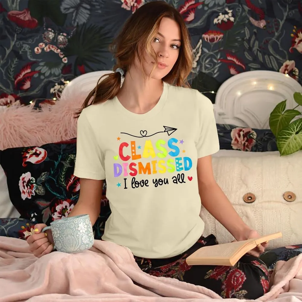 Last Day of School Shirt: Teacher T-Shirt Women Class Dismissed Shirts Teacher Life Tee School Graduation Casual Top