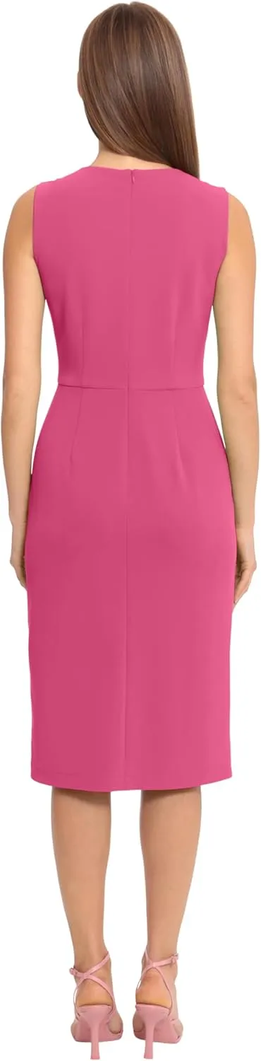 Maggy London Women's Sleeveless Sheath Wrap Knee Length Dress Work Office Wear