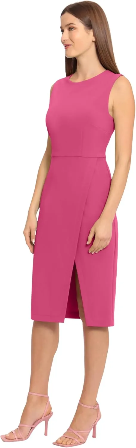 Maggy London Women's Sleeveless Sheath Wrap Knee Length Dress Work Office Wear