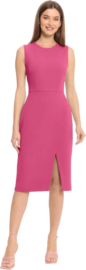 Maggy London Women's Sleeveless Sheath Wrap Knee Length Dress Work Office Wear