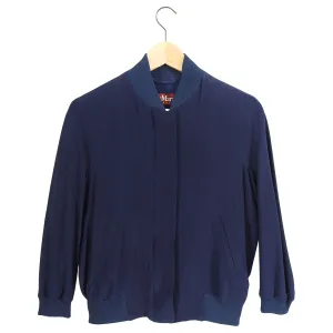 Max Mara Studio Navy Cropped Bomber Jacket - FR36 / IT40 / USA 4