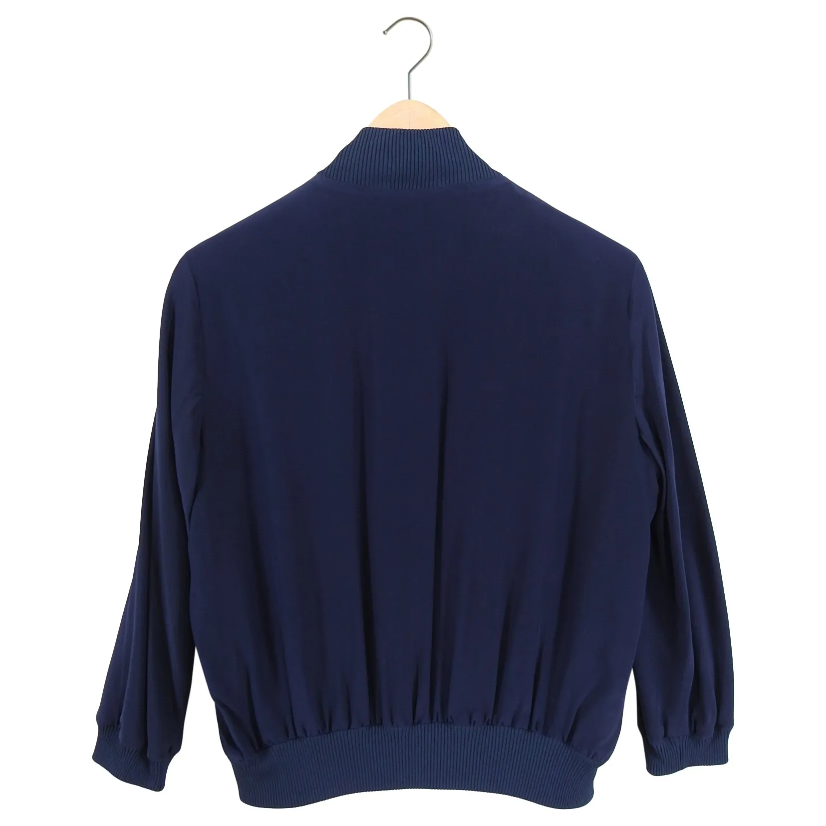 Max Mara Studio Navy Cropped Bomber Jacket - FR36 / IT40 / USA 4