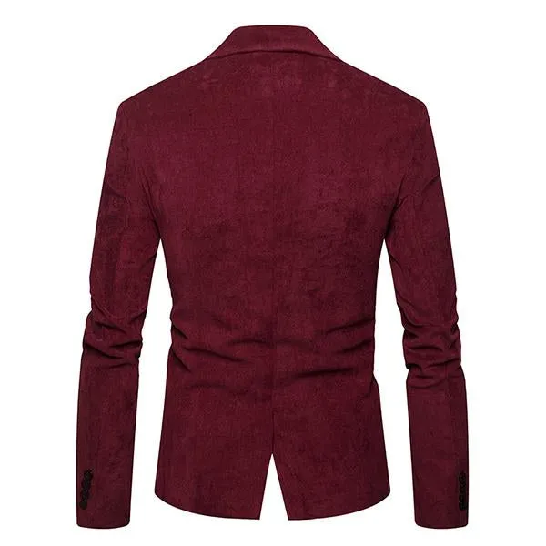 Men's Casual Contrast Lapel Corduroy Blazer 42501410M