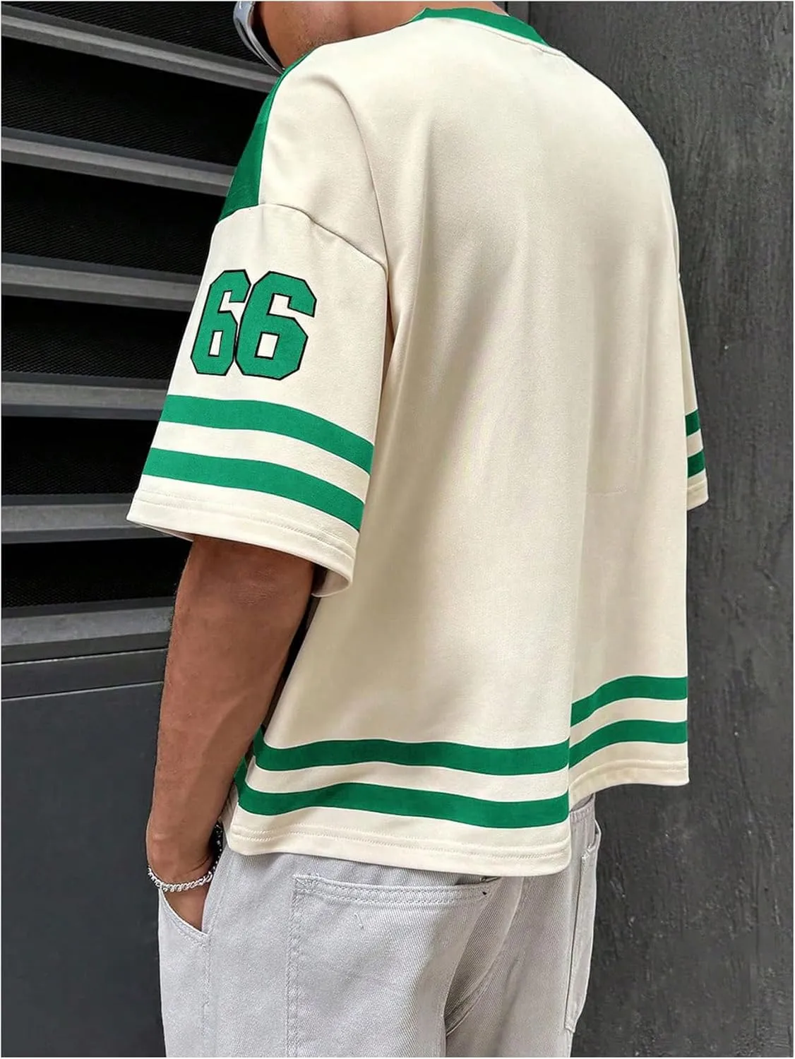 Men's Jersey Y2k Graphic T Shirt Oversized Number Short Sleeve V Neck Baggy Drop Shoulder Summer Tees Streetwear