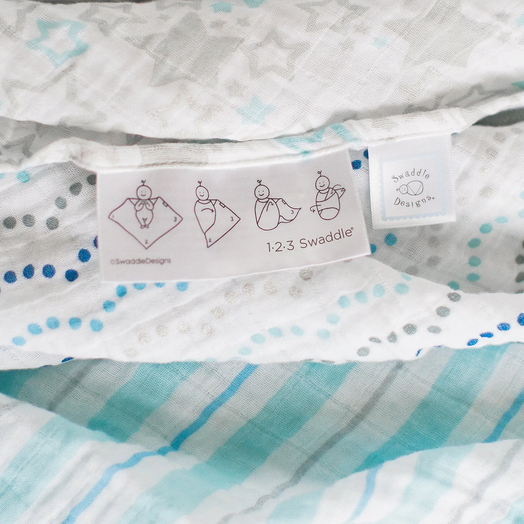 Muslin Swaddle Blanket and Hat Gift Set - Doggie, Pastel Blue, Newborn
