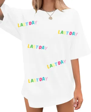 MYHALF Last Day of School Tshirt Oversized Teacher Life Shirt School Out Summer Shirt Happy Graduation Tee Appreciation Gift