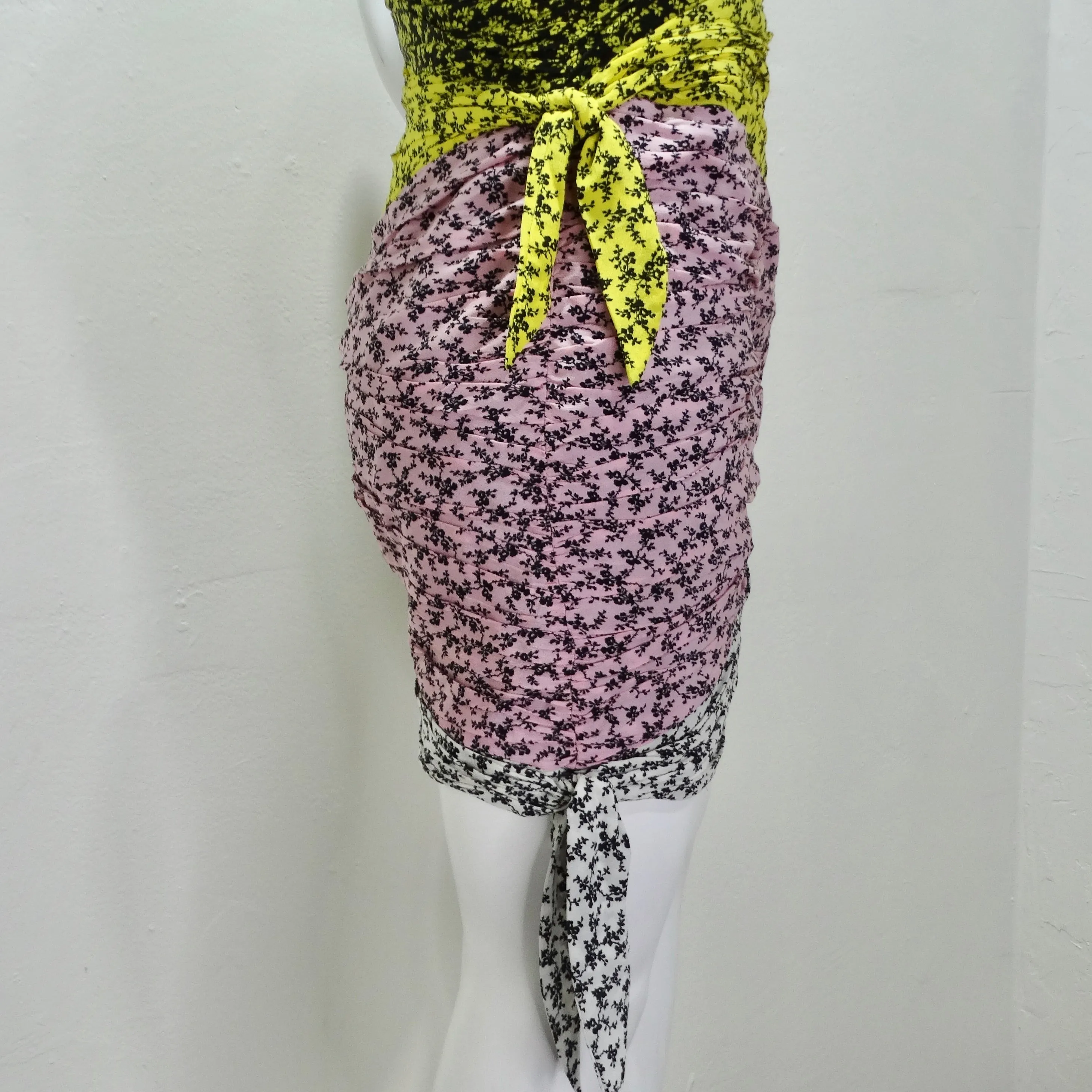 Philosophy Silk Strapless Floral Ruched Dress