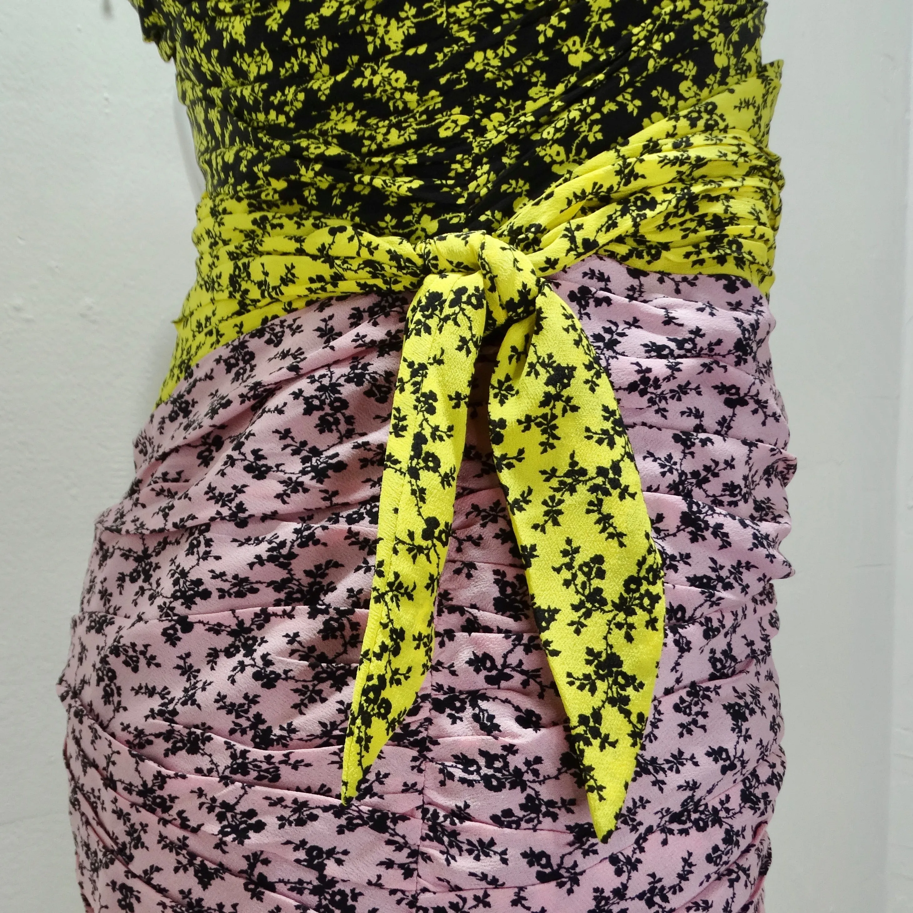 Philosophy Silk Strapless Floral Ruched Dress