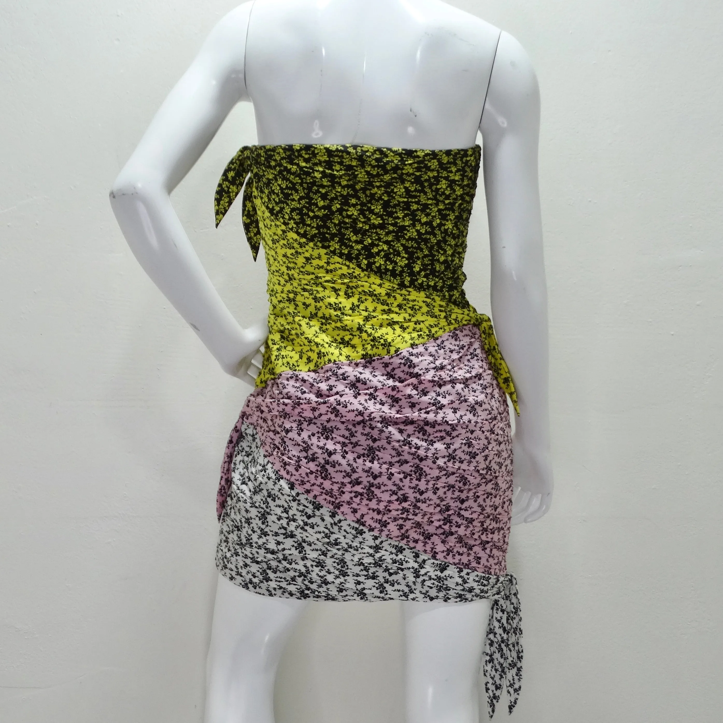 Philosophy Silk Strapless Floral Ruched Dress