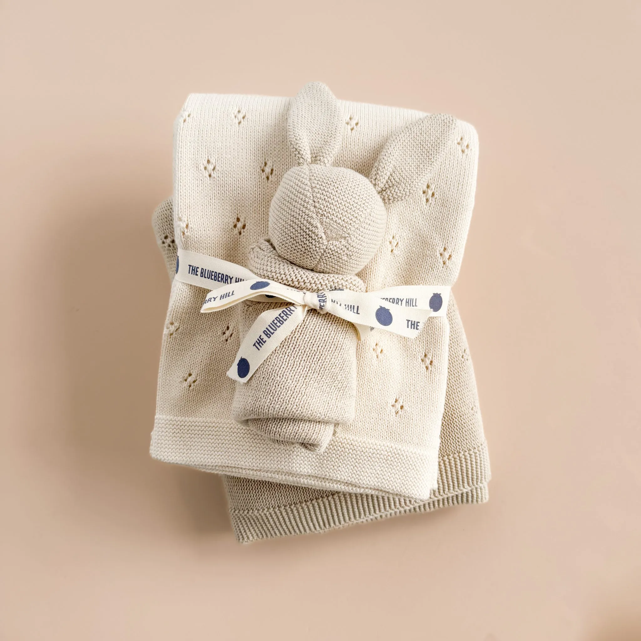 Pique Blanket & Bunny Lovey Gift Set, Birch | Organic Cotton