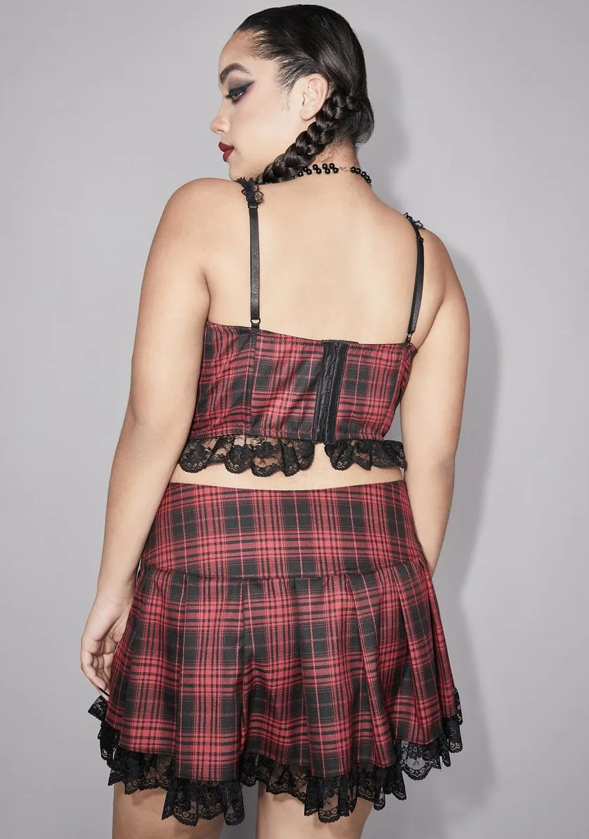 Plus Devious Charm School Dropout Plaid Skirt