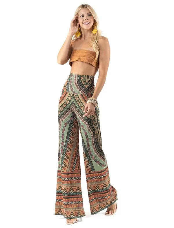 PLUS multicolor tribal print palazzo pants