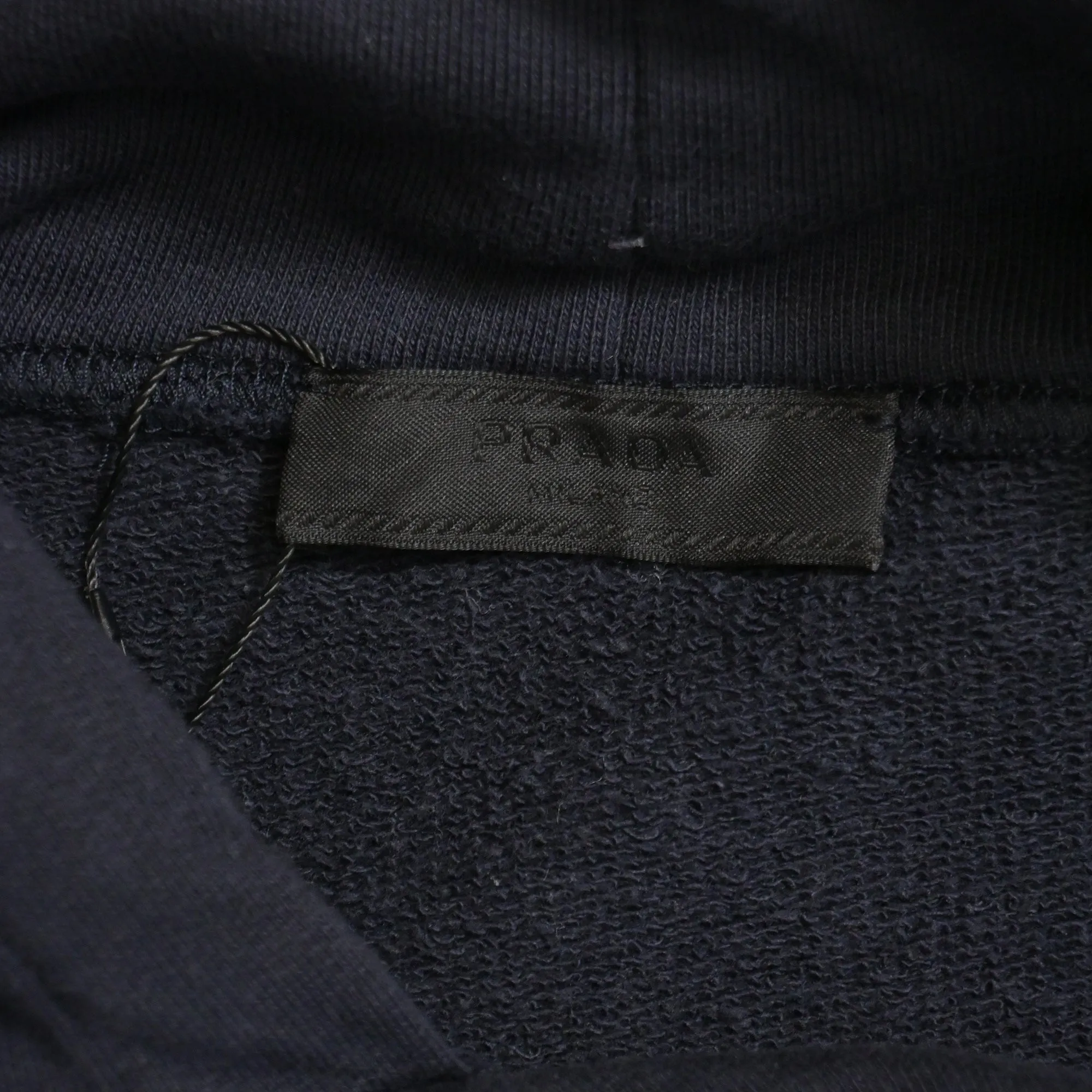Prada Basic Hoodie Jacket in Navy Blue Cotton