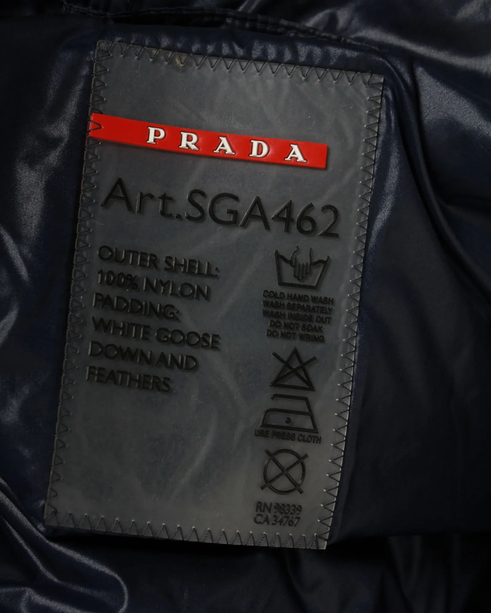 Prada Classic Down Jacket in Navy Nylon