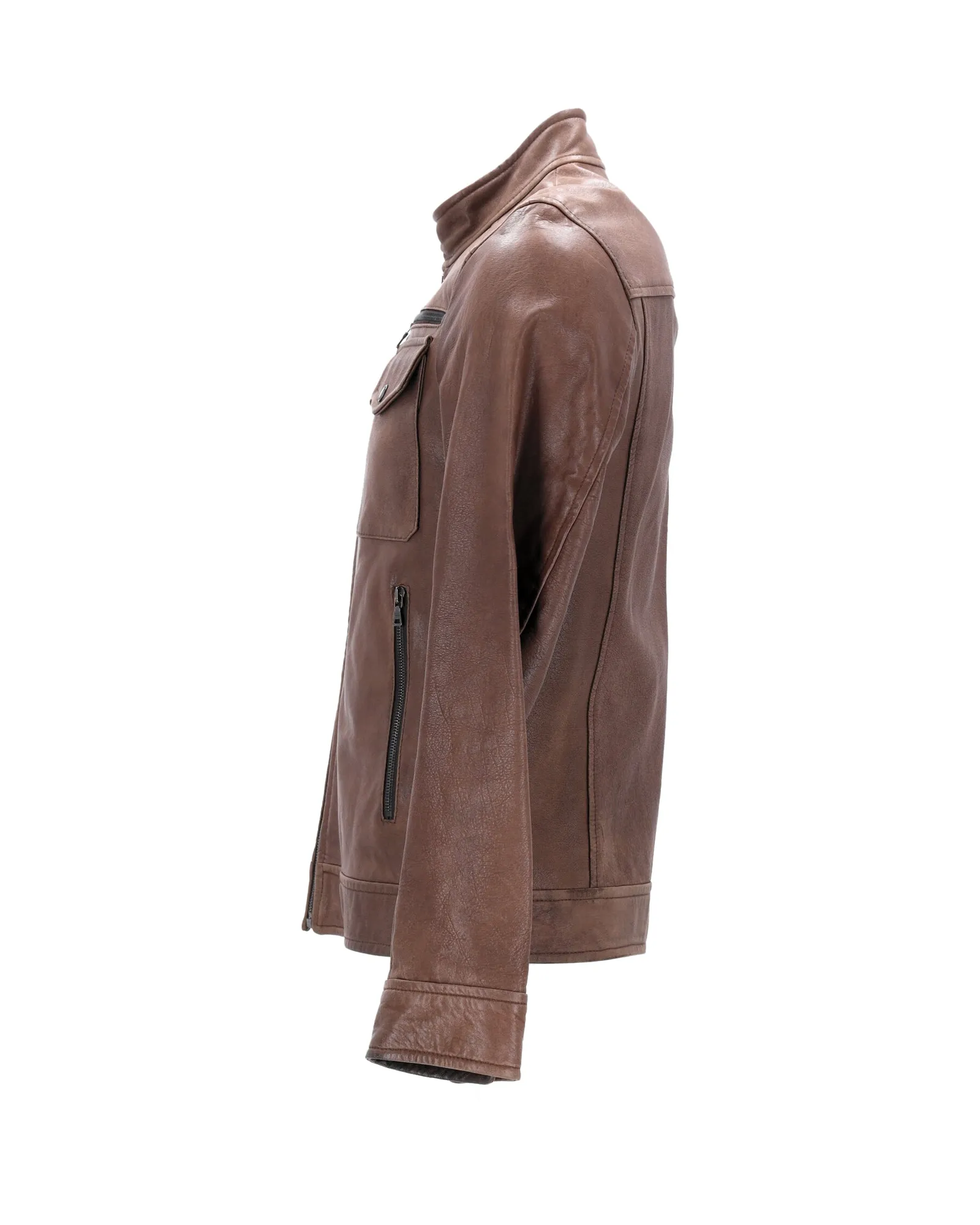 Prada Zipped Jacket in Brown Leather