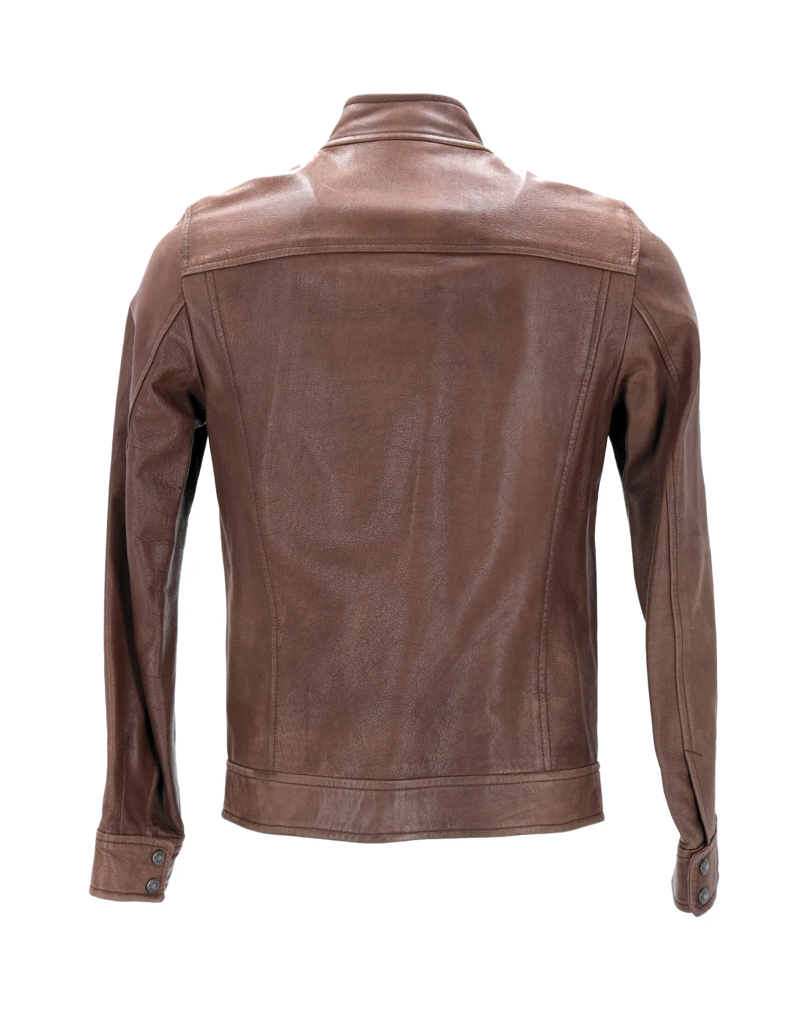 Prada Zipped Jacket in Brown Leather