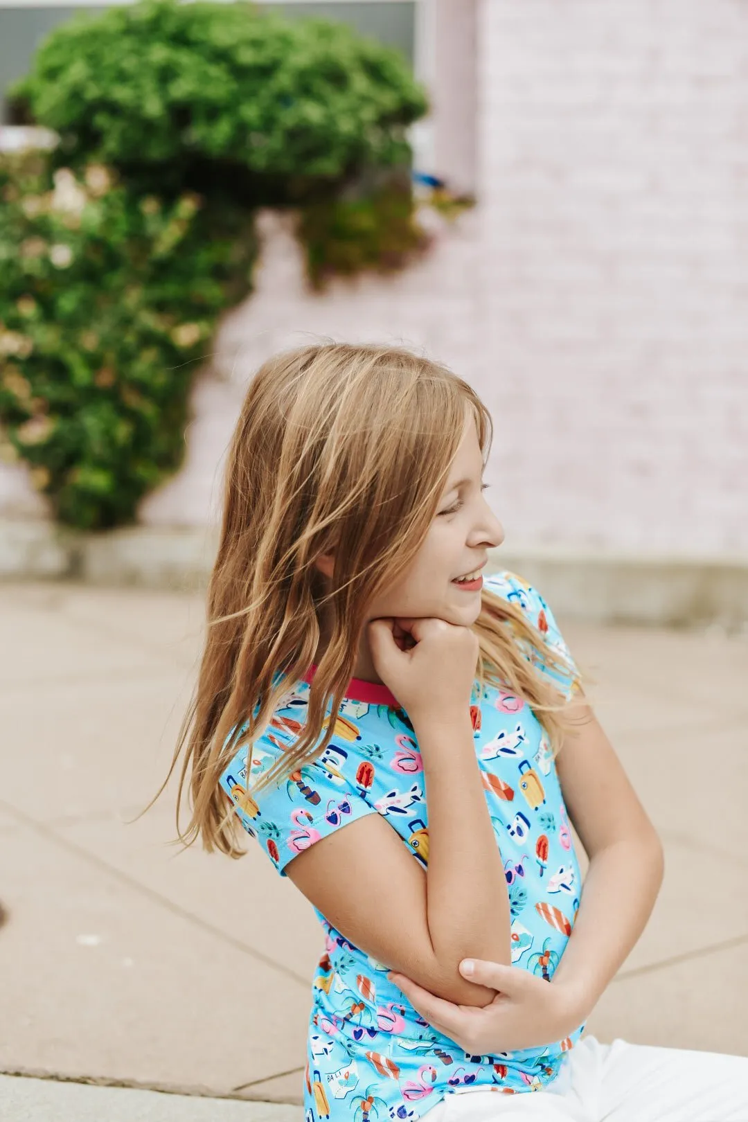 Puff Sleeve Tee in Tropical Vacay