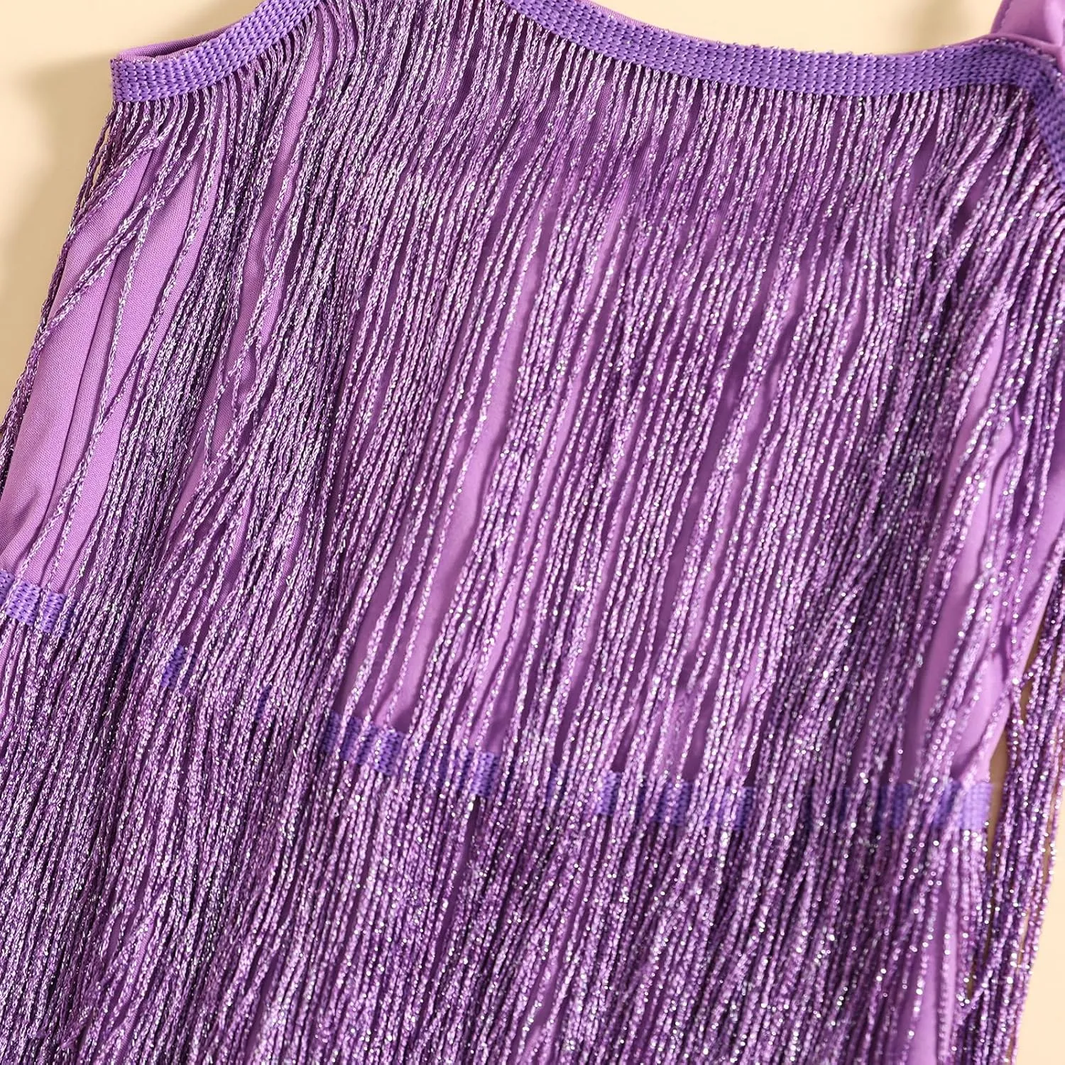 Qiylii Kid Girls Sequin Fringe Tassel Dress Sleeveless Dance Twirly Dresses Sparkly Latin Dress Concert Outfit Gift Children