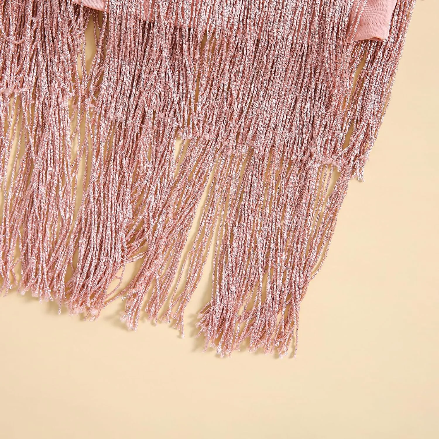 Qiylii Kid Girls Sequin Fringe Tassel Dress Sleeveless Dance Twirly Dresses Sparkly Latin Dress Concert Outfit Gift Children