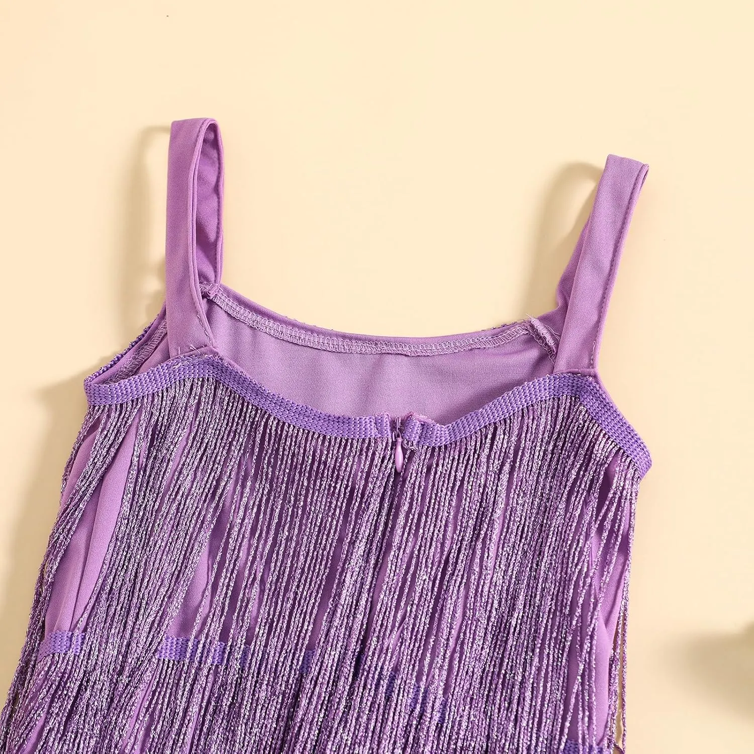 Qiylii Kid Girls Sequin Fringe Tassel Dress Sleeveless Dance Twirly Dresses Sparkly Latin Dress Concert Outfit Gift Children