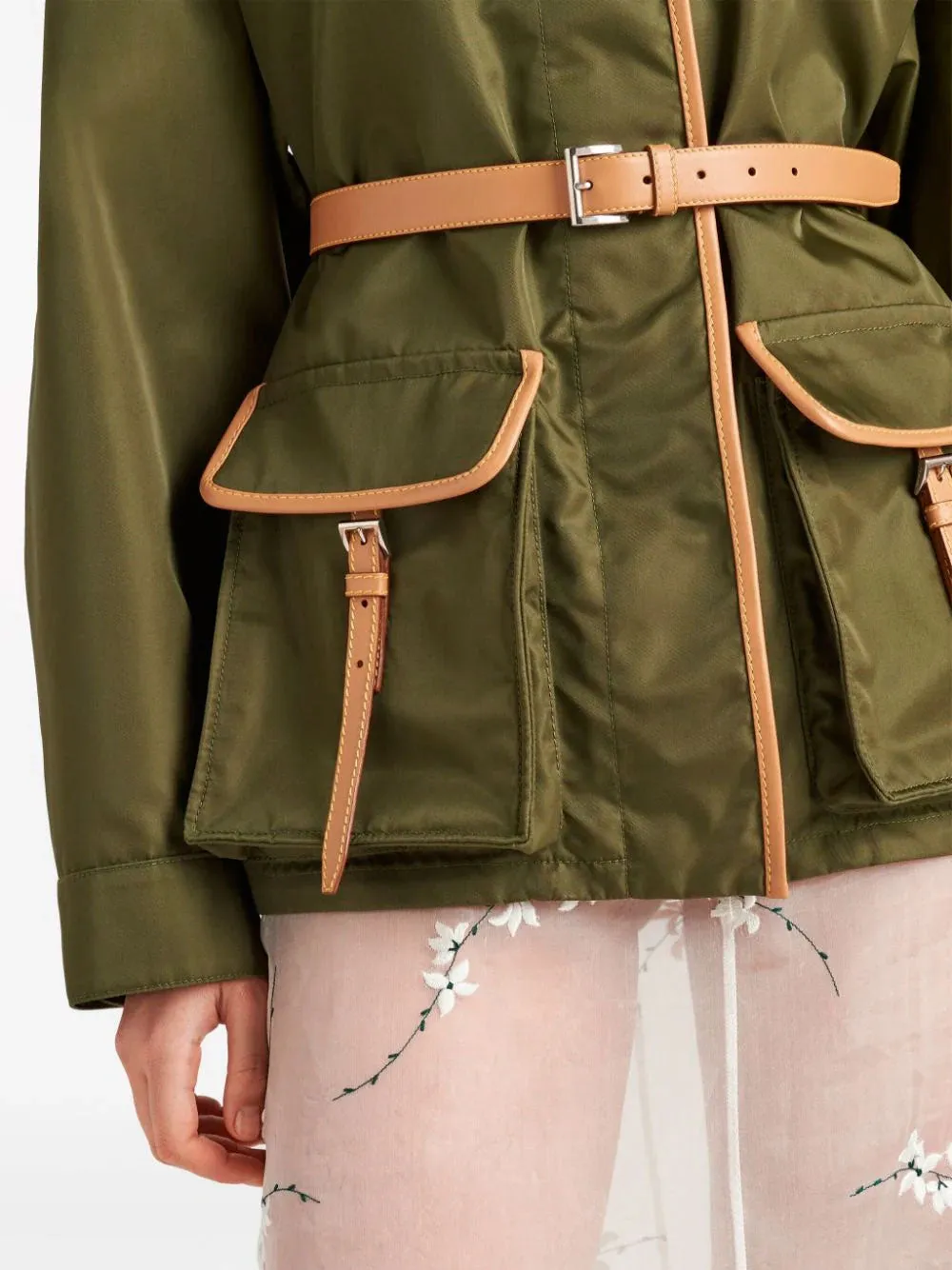 Re-Nylon belted jacket