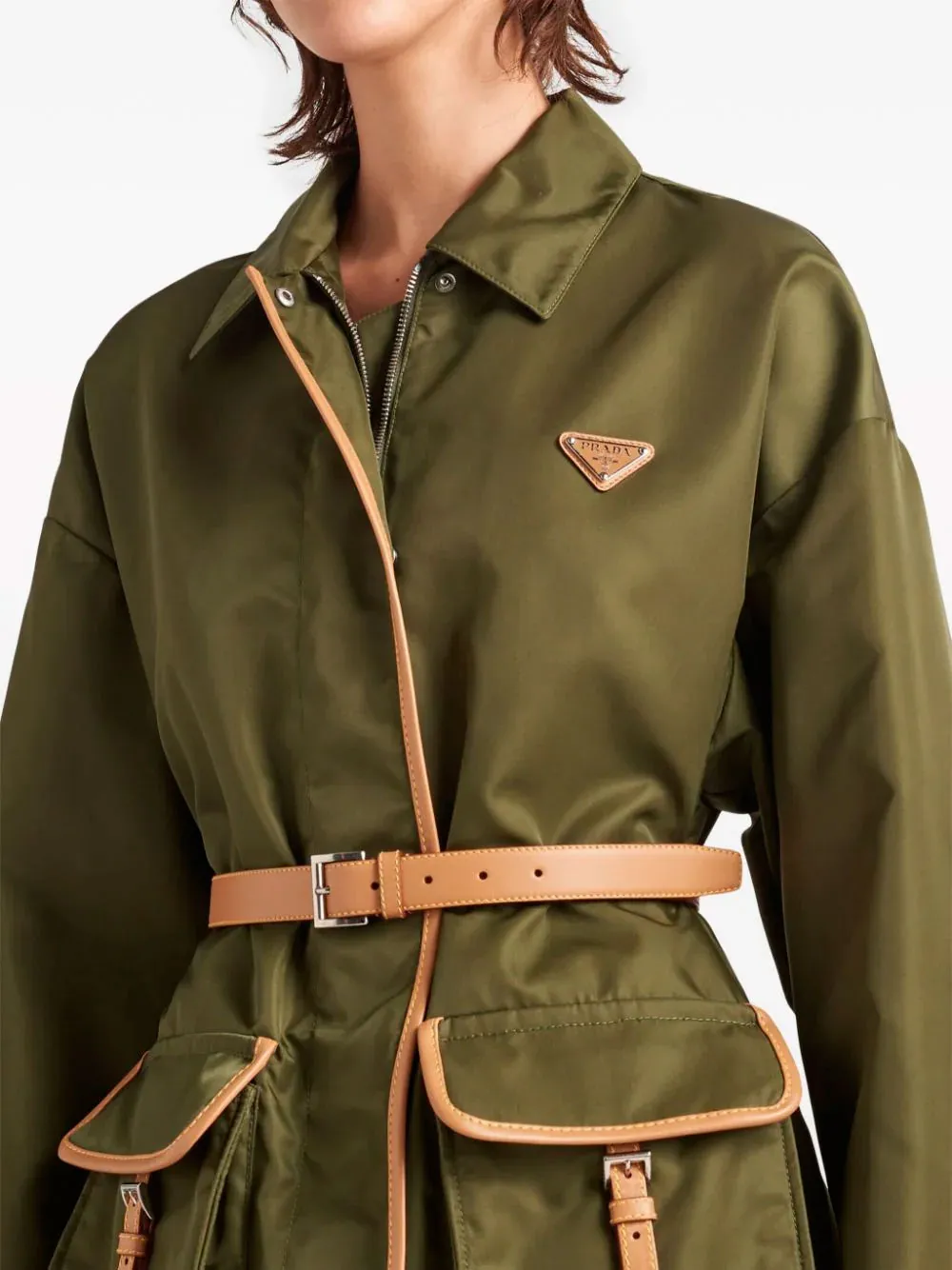 Re-Nylon belted jacket