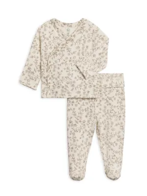 Riley Kimono Wrap Top   Pant Set - Pip Floral/Ivory