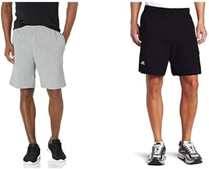 Russell Athletic Men's Relaxed Fit 9" Cotton Shorts with Pockets, Adjustable Elastic Waist, Sizes S-4X