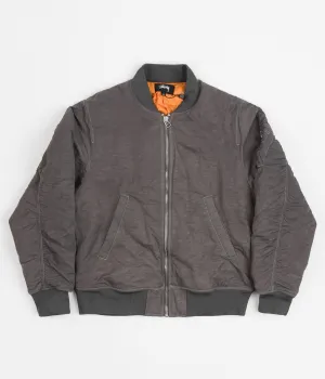Stussy Dyed Nylon Bomber Jacket - Charcoal