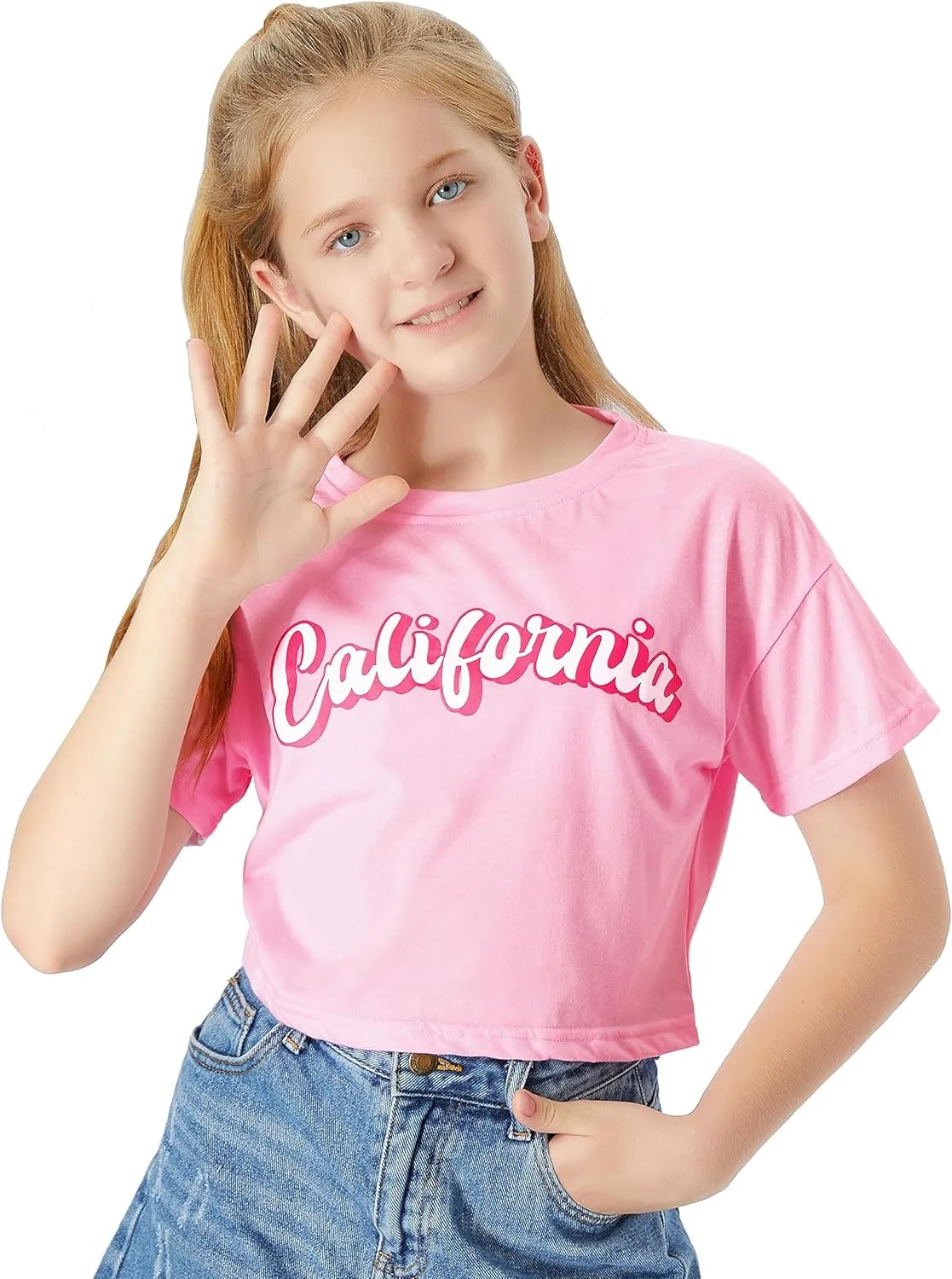 Stylish Graffiti/Butterfly Graphic Crop Top for Girls -Cool Summer T-Shirt Soft Colorful 2-Pack Tees Size 6-18