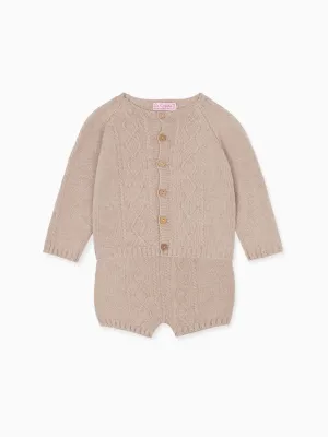 Taupe Brea Cotton Baby Knitted Set