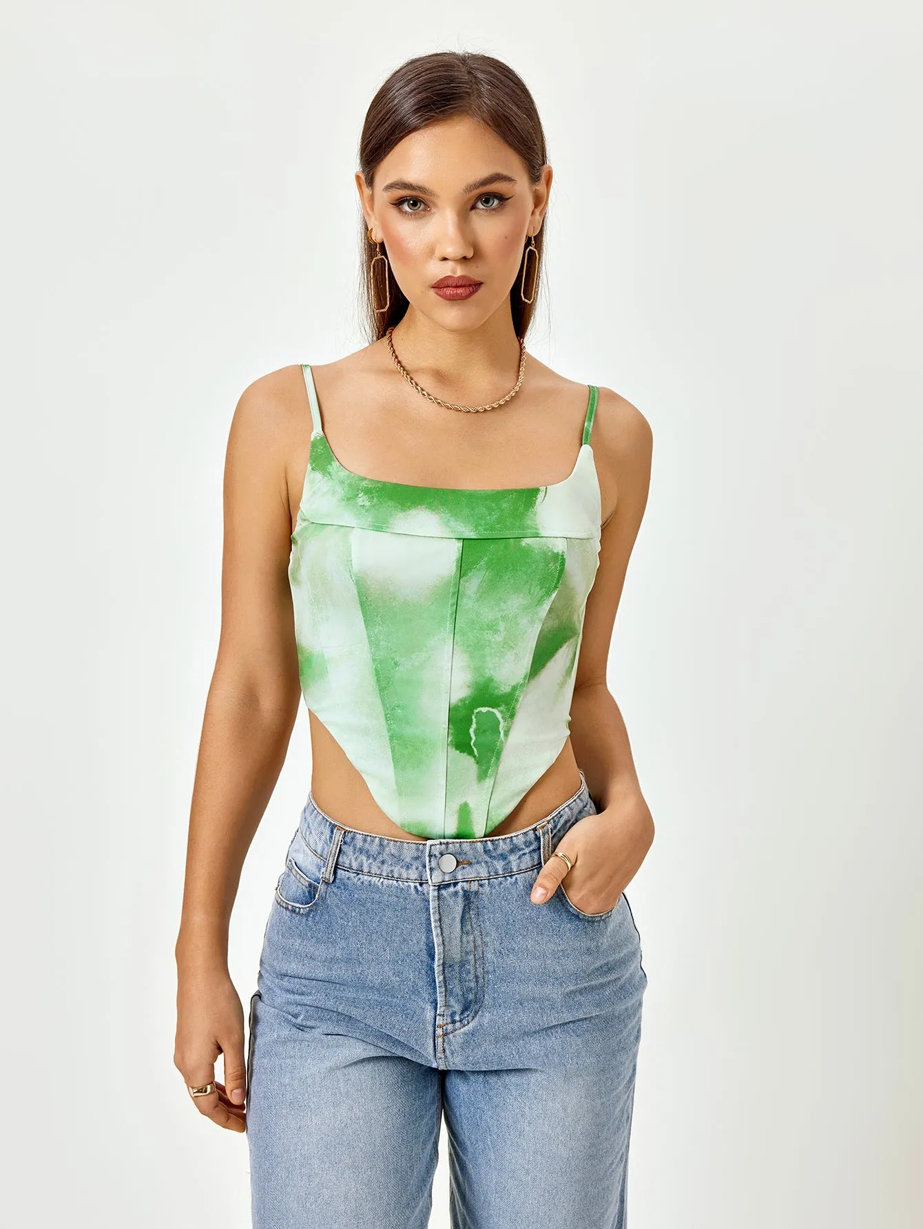 Tie Dye Backless Zipper Top