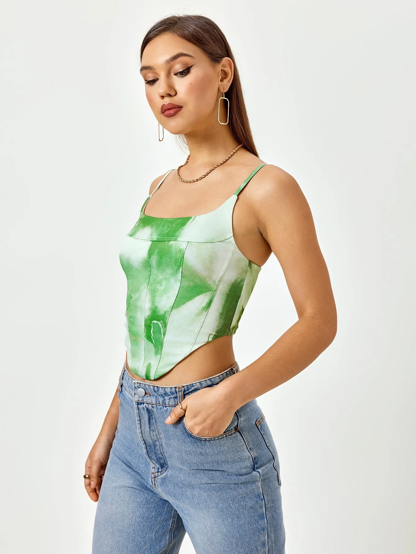 Tie Dye Backless Zipper Top