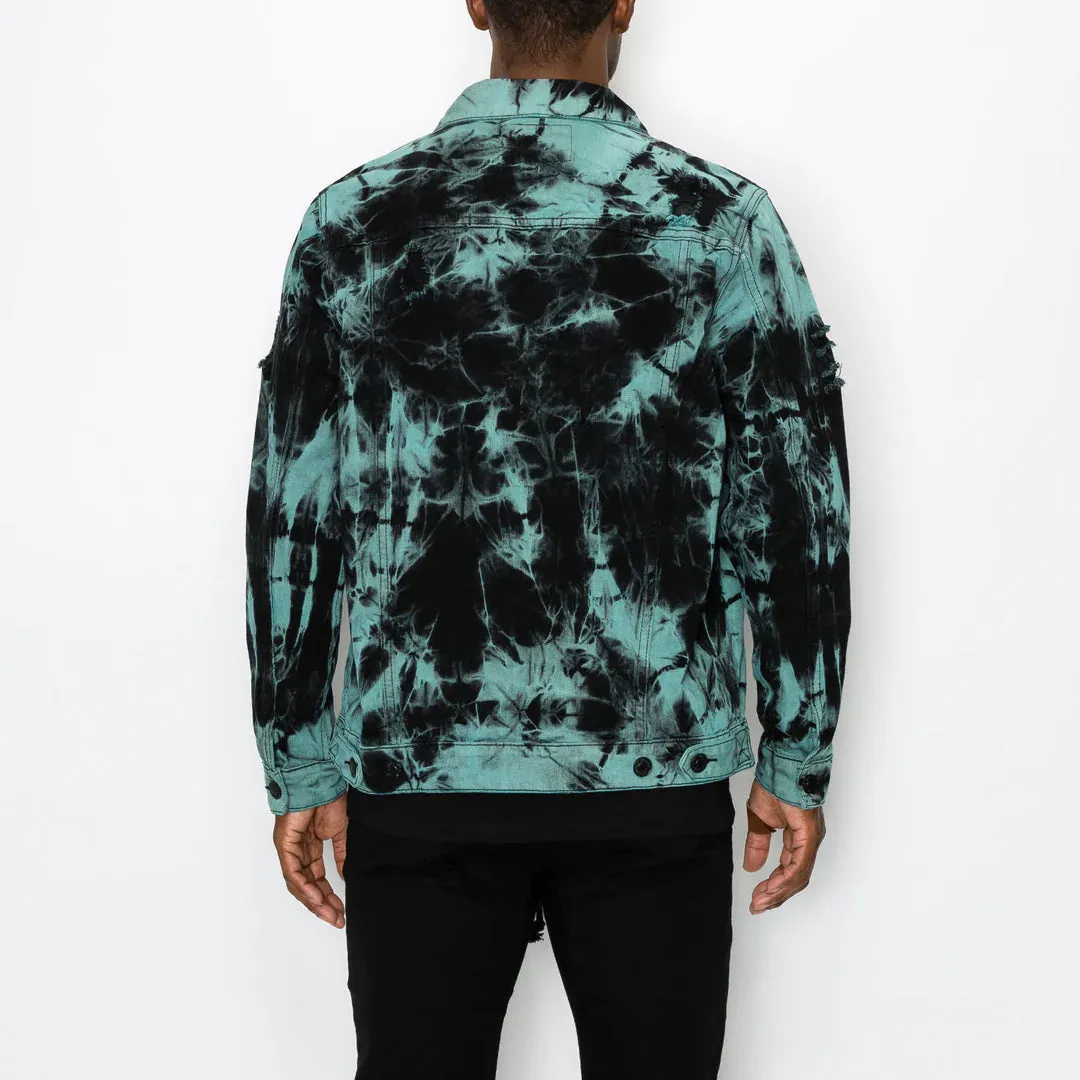 Tie Dye Denim Jacket - Teal