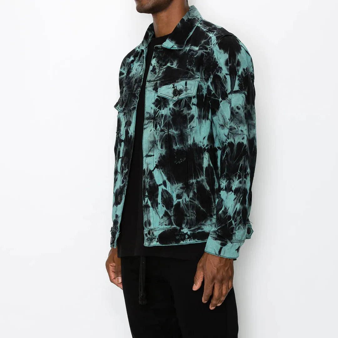 Tie Dye Denim Jacket - Teal
