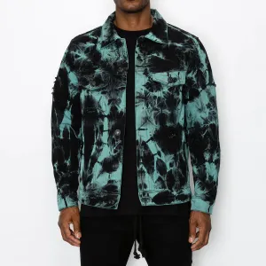 Tie Dye Denim Jacket - Teal