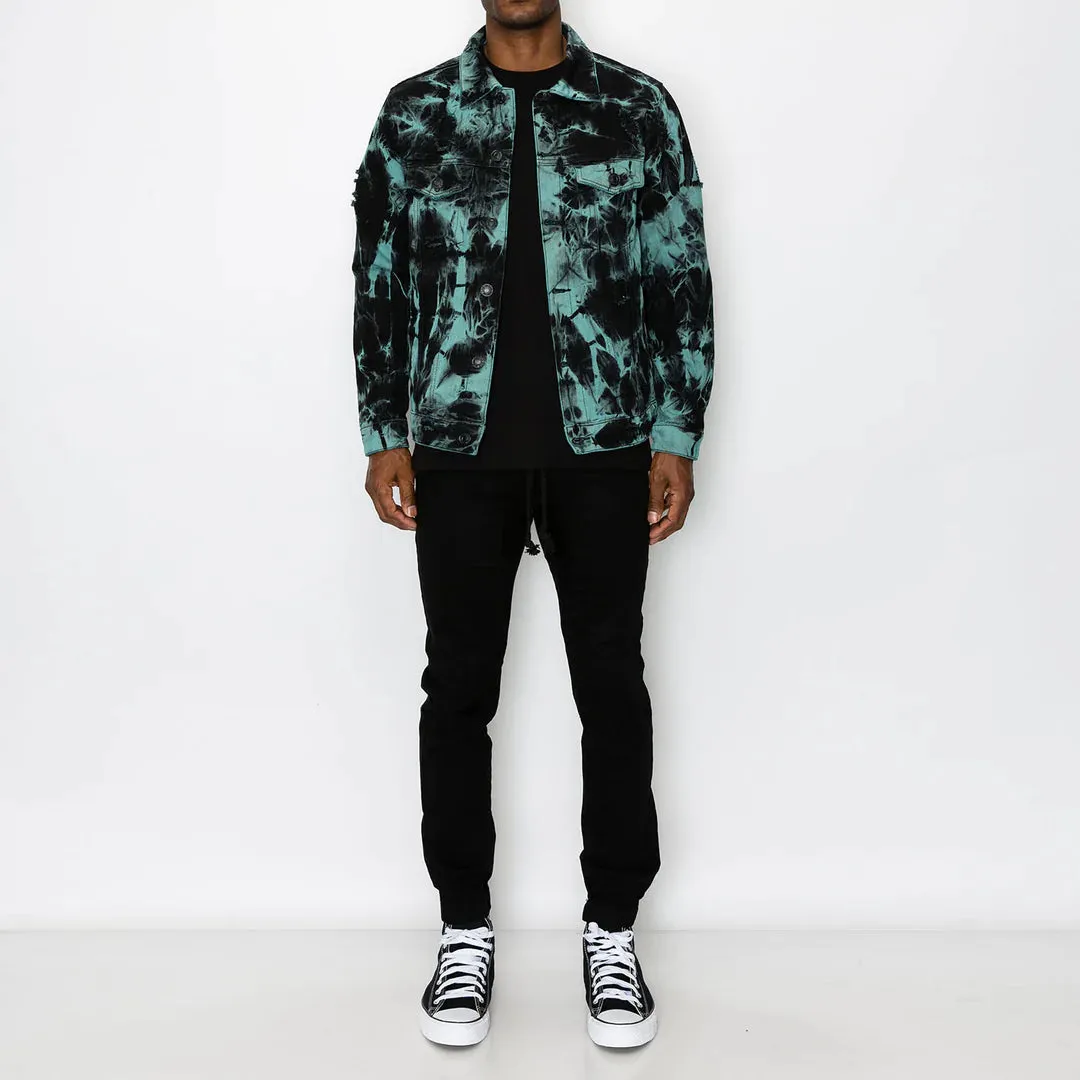 Tie Dye Denim Jacket - Teal