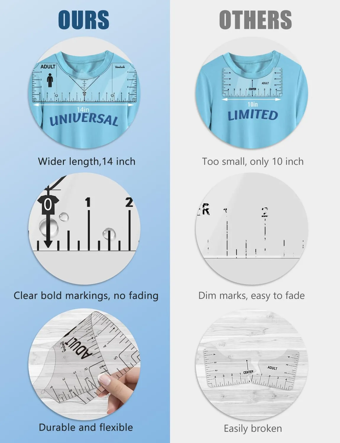 Tshirt Ruler Guide Vinyl Alignment, Shirt Measurement Tool Placement Center Desgins DTF Template Left Chest Logo Pocket, Accessories for Cricut Heat Press Sublimation Iron on HTV Heat Transfer Vinyl