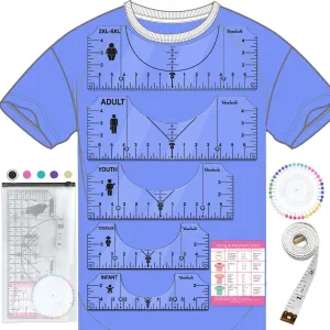 Tshirt Ruler Guide Vinyl Alignment, Shirt Measurement Tool Placement Center Desgins DTF Template Left Chest Logo Pocket, Accessories for Cricut Heat Press Sublimation Iron on HTV Heat Transfer Vinyl