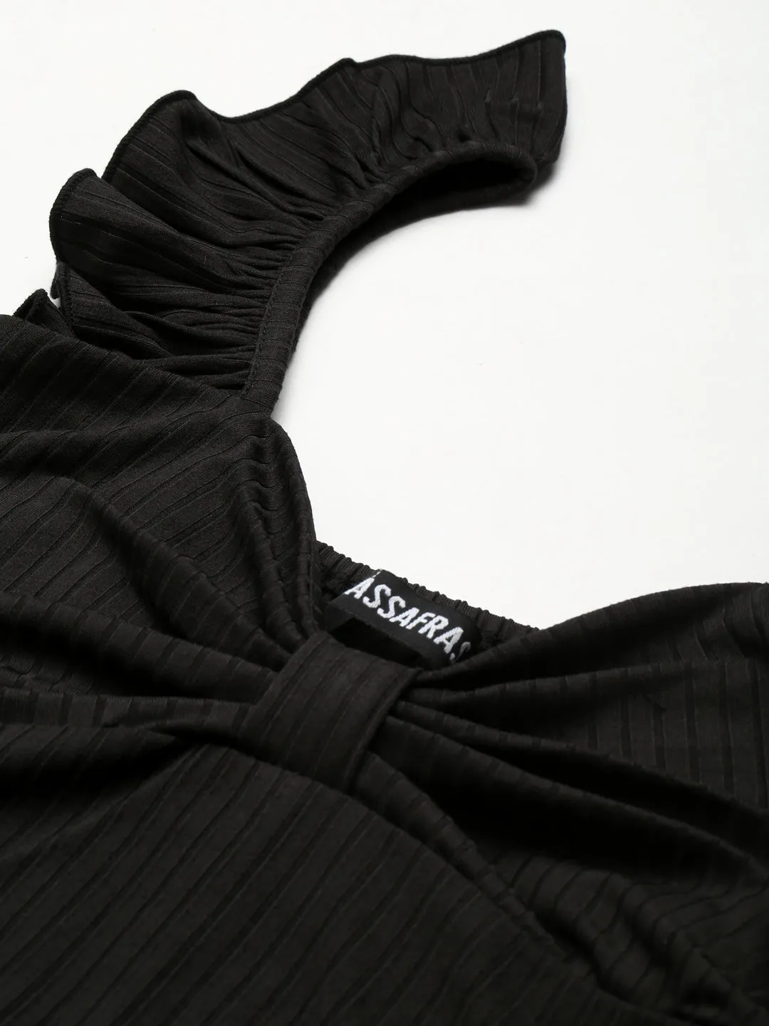 Women Charcoal Rib Sweetheart Neck Crop Top