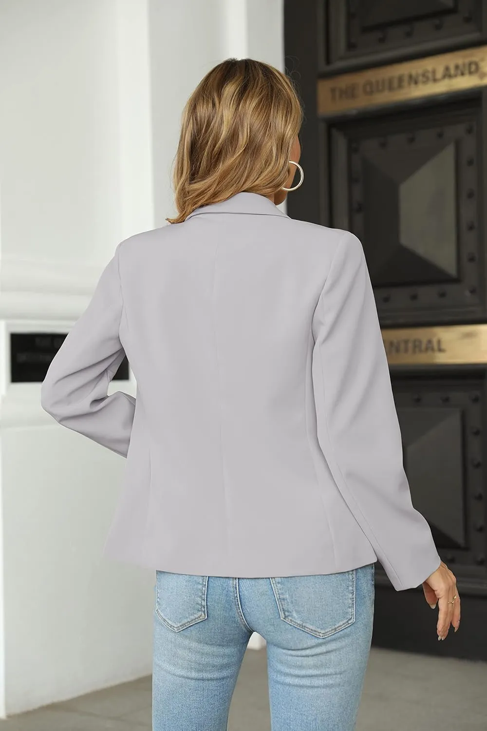 Womens Casual Blazers Long Sleeve Lapel Button Slim Work Office Blazer Jacket