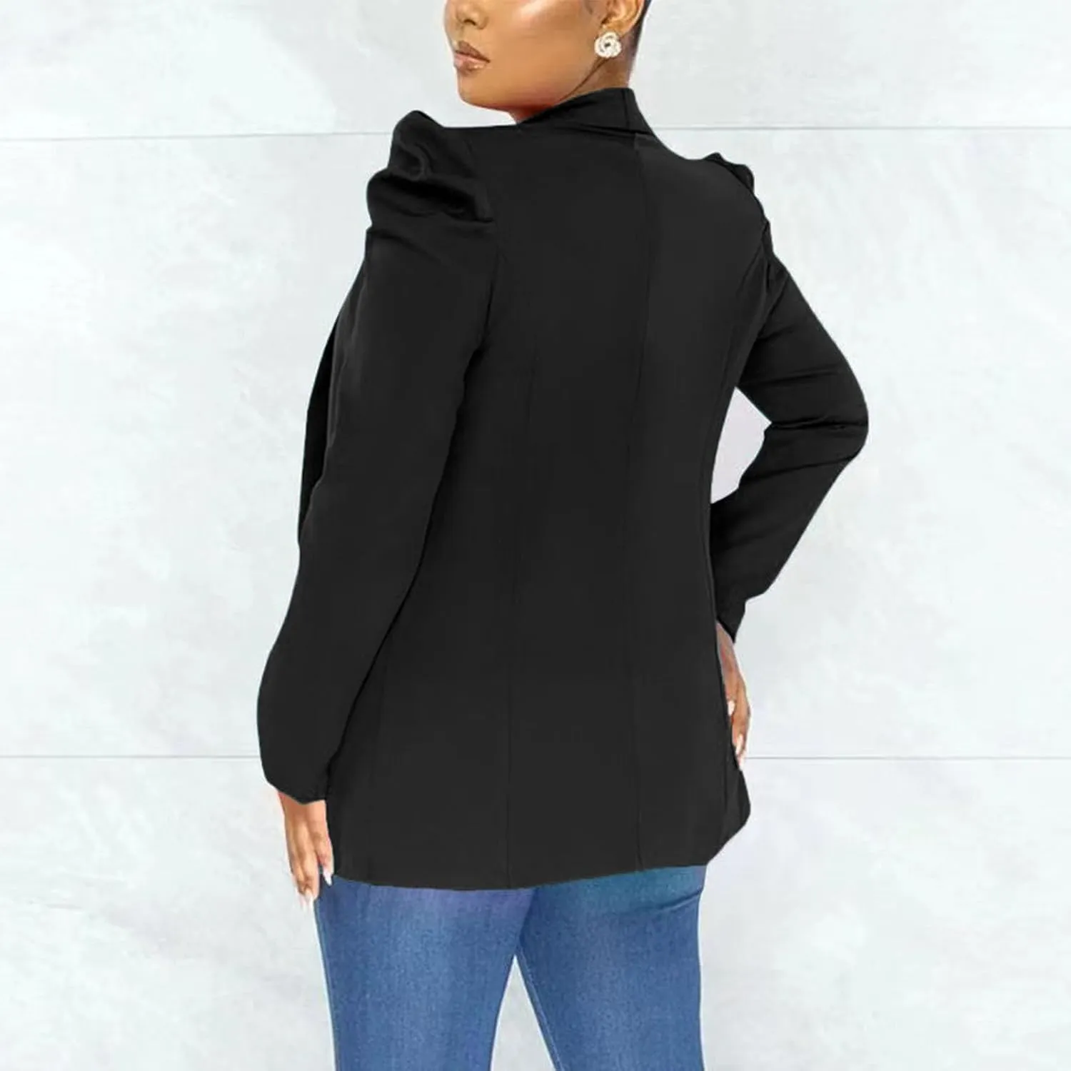 Women's Dressy Blazer Open Front Blazer Plus Size Business Casual Cardigan Blazer Puff Sleeve Blazer Jacket Outerwear